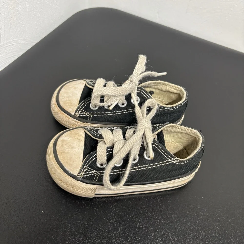 Converse All Star Black White Low Top Lace Up Sneakers 7J235 Toddler‎ Size 4